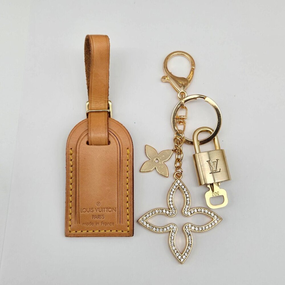 Authentic Louis Vuitton Luggage Nametag and Gold Padlock with Unbranded Keycharm - Picture 2 of 8